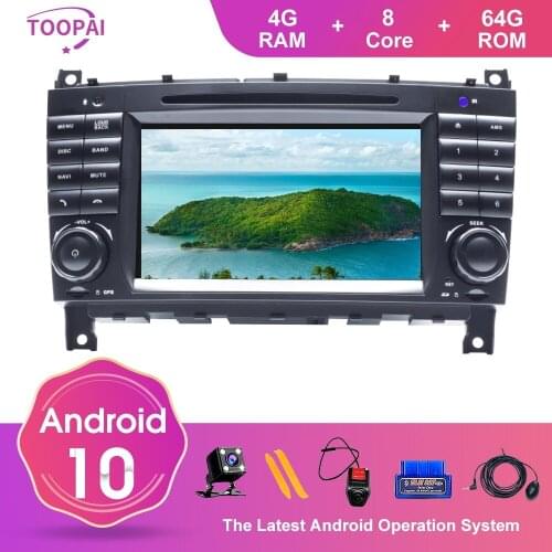 TOOPAI Android 10 For Mercedes Benz W203 CLK200 CLK22 C180 C200 CANBUS 2005-2011 Car Auto Multimedia Player Radio Stereo SWC DVD