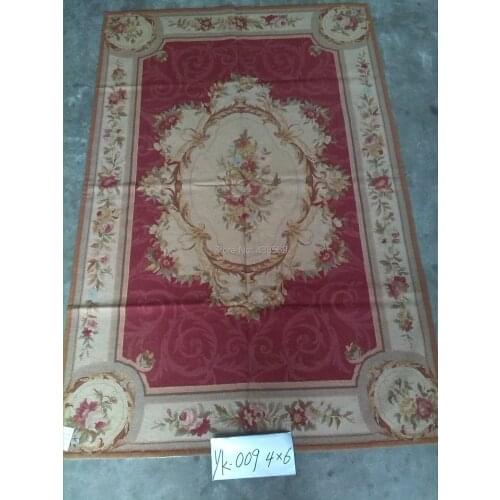 Free shipping 10K 4'x6' needlepoint woolen rugs RED carpets pure Wool & Hand knotted rugs