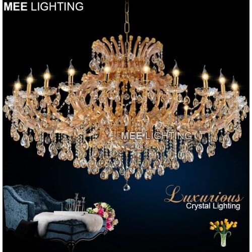 Large Amber Gold Color Crystal Maria Theresa Chandelier Luxurious Classic Crystal Hanging Lamp for Home Decoration Hotel Project