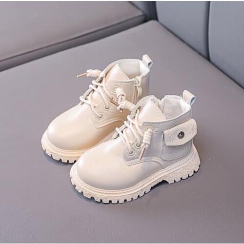 Girls Boots Short Boots 2021 New British Style Boys Leather Boots Children Shoes Autumn Winter Fashion Brand Single Boots