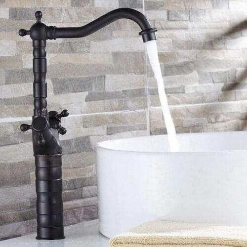 Oil Rubbed Bronze Dual Cross Handles Swivel Kitchen Bathroom Sink Basin Faucet Mixer Taps anf021