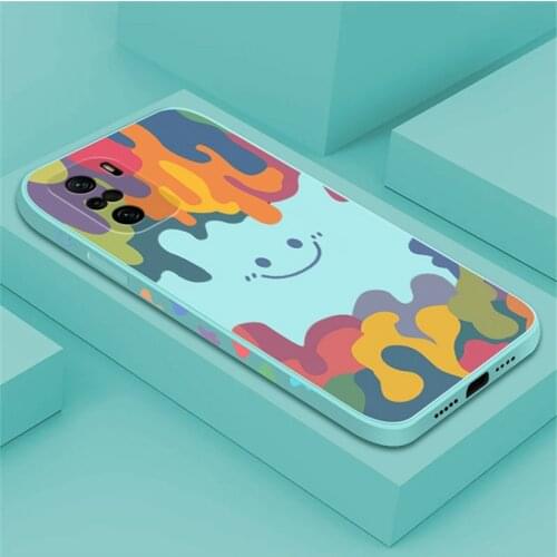 Luxury Graffiti Square Phone Case For Redmi 9 9A Note 7 8 9 10 Pro K20 K40 Pro Case Silicone Smiley Cover For Xiaomi POCO F3