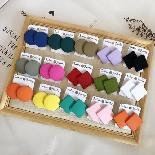 Black WomenS Earrings Boho Blue Geometry Earings Fashion Jewelry Round Acrylic Female Bohemian Wedding Earrings