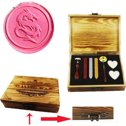 Signature Custom,Dragon Wax Seal Stamp Wedding Invitations Vintage Gift Rosewood Handle Custom Picture Letter Set Kit