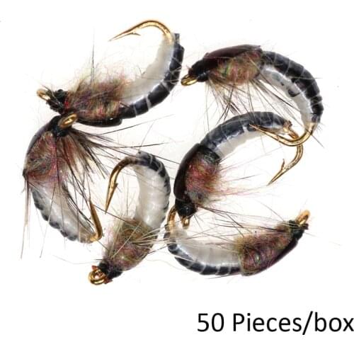ICERIO 50PCS Scud Nymph Fly Trout Fishing Fly Lures #12
