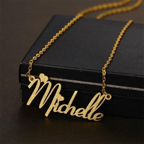 Custom Personlized Stainless Steel Name Necklaces for Women Customized Fashion Lovers' Frosted Necklace Nameplate Jewelry Gifts