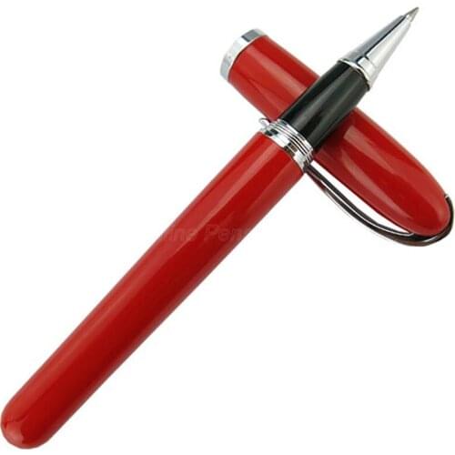 Baoer Writing Tool Metal Rollerball Pen Vivid Red With Silver Clip Unique Design Fit Office & School & Home
