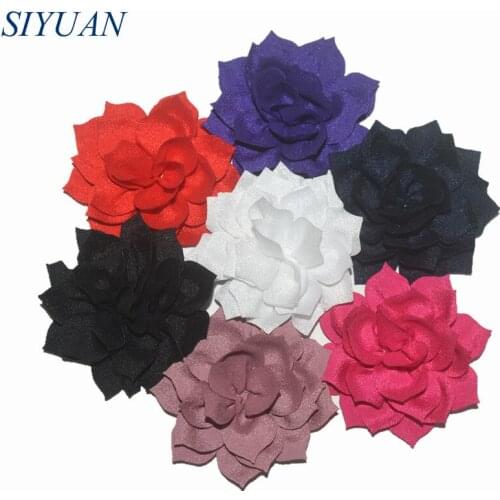 10pcs/lot 3.2'' Large Artificial Chiffon Fabric Lotus Flowers Girl Lovely Headwear Accessories Wedding Decor FH52