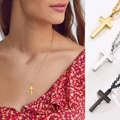 Dainty Cross Necklace for Women, Stainless Steel Crucifix Pendant Necklace , Free Chain 20inch Religious Jewelry