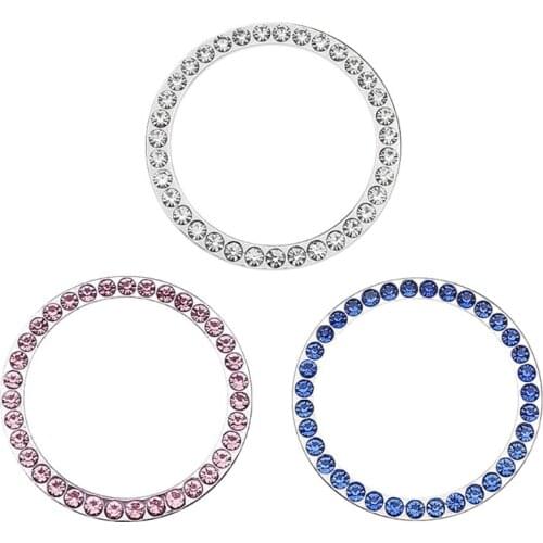 Automobiles Start Switch Button Decorative Diamond Rhinestone Ring Circle Trim for Car SUV Sparkling Decor Accessories Key J60F