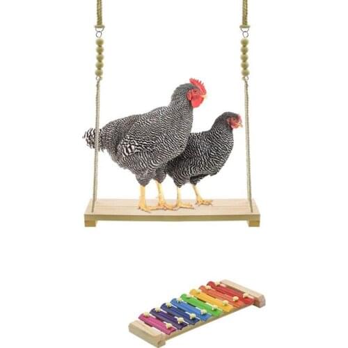 Chicken Swing Toys and Chicken Toys Xylophone, 2 Pack Chicken Toys for Poultry Run Rooster Hens Chicks Pet Parrots Macaw