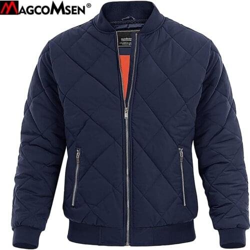 MAGCOMSEN Winter Thick Bomber Jacket Men Pilot Coat Casual Varsity Jacket Fashion Baseball Outerwear Padded Army Military Jacket