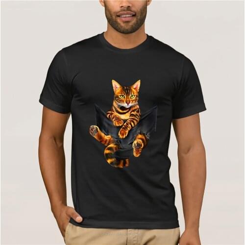 The Golden Bengal Cat Tshirt Summer Mens Short Sleeve T-Shirt O-Neck Cotton Tees Tops Funny Tees Cotton Tops T Shirt Harajuku