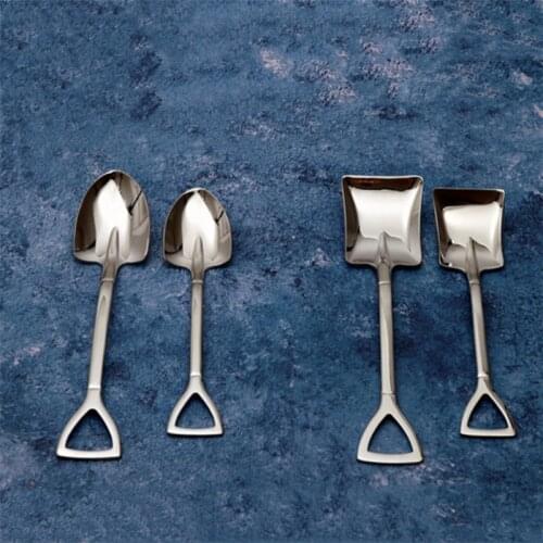 Stainless Steel Shovel Shiny Mirror Retro Big Cute Square Watermelon Coffee Spoon Ice Cream Dessert Spoon Kitchen Dinnerware