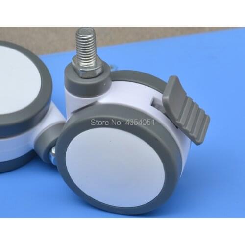 Furniture caster Medical 3-inch Full plastic screw rod universal TPU caster swivel Medical bed chair Equipment wheel brake
