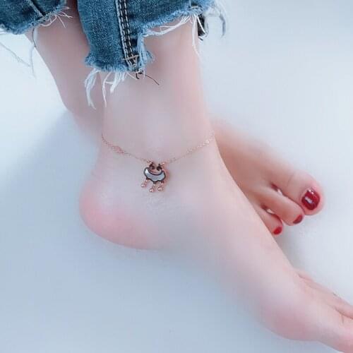 YUN RUO 2018 Fashion Longevity Lock Anklet Chain For Woman Girl Party Gift Rose Gold Color 316 Stainless Steel Jewelry Not Fade