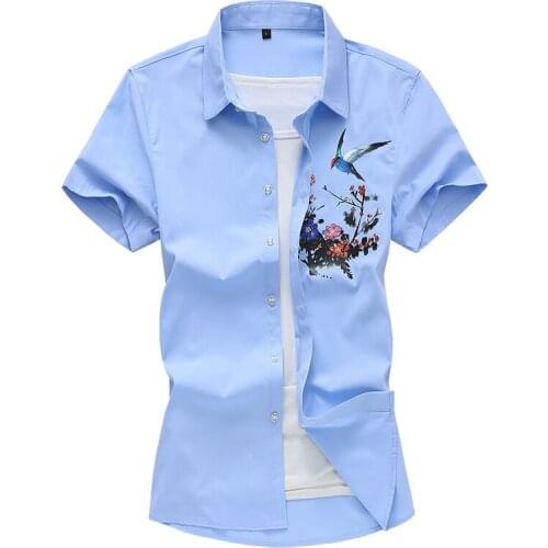 Six Styles Of MenS Summer Short-Sleeved Printed Shirts High-Quality Trendy All-Match Casual Flowers Shirt Male Brand Clothes