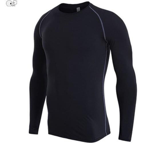 Muscle Men Long Sleeves Thermal Under Top Compression Shirts MMA Rashguard Fitness T-shirt Base Layer Running Sportswear Tops