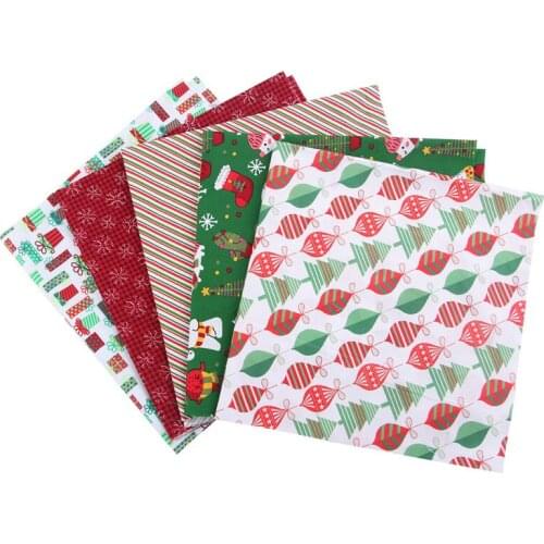 Christmas Pattern Cotton Patchwork Fabric Set DIY Quilting Crafts Garment Bag Toys Bows Materials Accessories