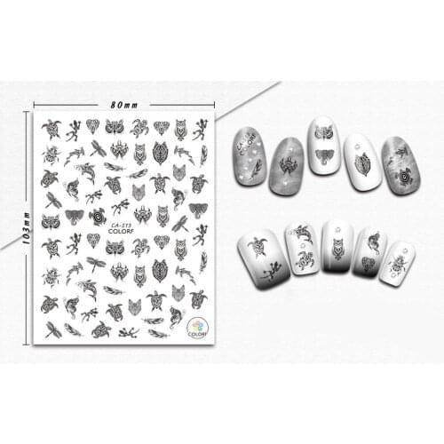 Nail Sticker 3D Nails Art Slider Tattoo Foil Turtle Feather Design Decoration Manicure Tips Adhesive Sticker Wraps Pegatinas