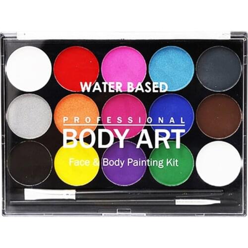 15-Color Non-Toxic Face And Body Painting Fancy Party Art Supplies Package Halloween Holiday Makeup Palette