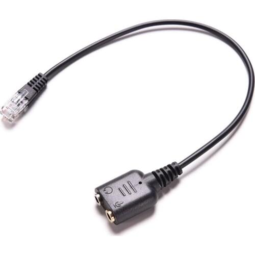 NEW 1PC Dual 3.5mm Audio Jack Female to Male RJ9 Plug Adapter Convertor Cable 25cm PC Headset Telephone Headset Cable