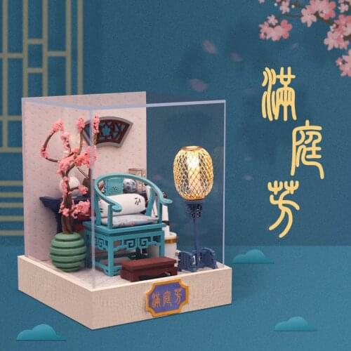 New DIY Wooden Doll House Miniature Furniture With LED Kit Antiquity Room Dollhouse Assemble Toy for Girl Birthday Gift Casa