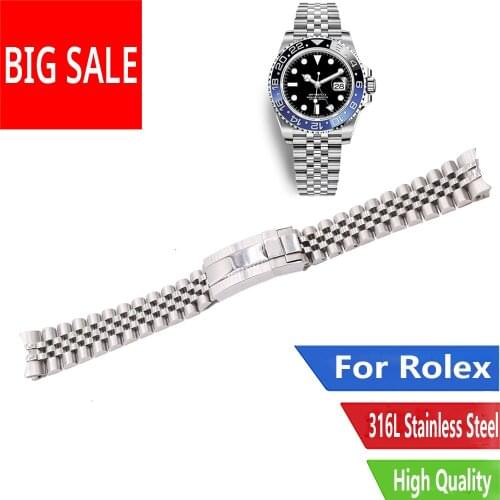 CARLYWET 20mm Silver 316L Steel Replacement Wrist Watch Band Strap Bracelet Jubilee with Oyster Clasp For Rolex GMT Master II