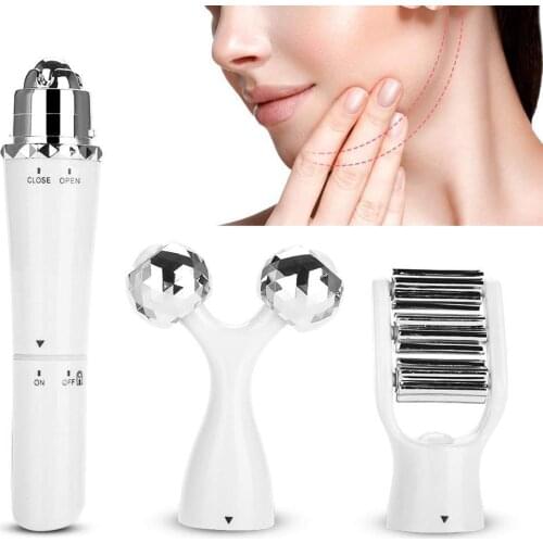 3D Handheld Face Body Vibration Anti-wrinkle Beauty Tools Slimming Machine Y Shape With 3Massage Head Massage Roller Ball