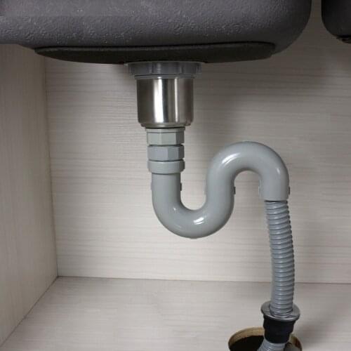 Kitchen sink single sink drain pipe S shape drain pipe G1.5 inch Interface downpipe ABS hose