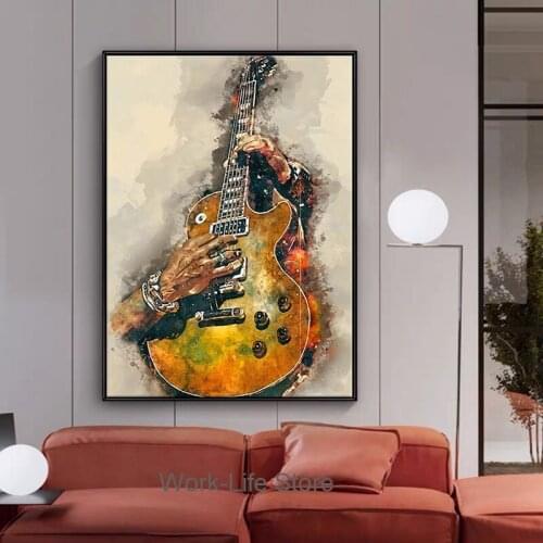Modern Abstract Art Guitar Posters and Prints Canvas Paintings Wall Art Pictures for Living Room Home Decor (No Frame)