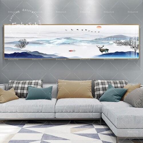 Embelish 1 Pieces Chinese Style Deers And Mountaints Landscape Large HD Print Canvas Paintings For Living Room Wall Art Posters