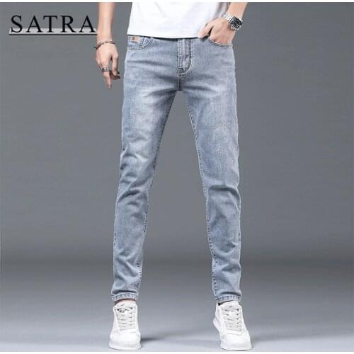 SATRA 2021 Spring New Arrival High Quality Classic Elastic Jeans Men,Mens Fashion Trend Pencil Jeans ,Casual Slim Jeans Men