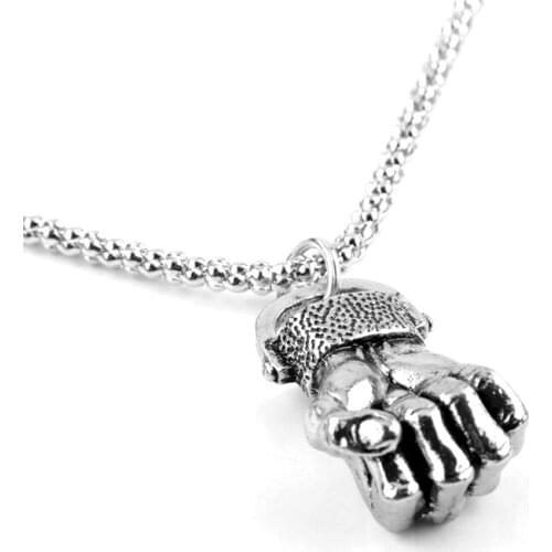 Vintage Cool Punk Hip Hop Strength Power Fist Silver Color Metal Pendant Necklaces Chain Jewelry Gift For Men/Women Accessories