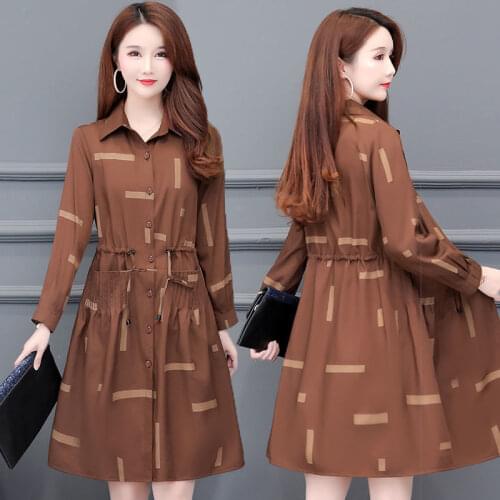 Women Plus Size Windbreaker Mid-length Korean Jacket 2021 Female Autumn Winter New Fashion Jacket Thin All-match Casual CoatA116