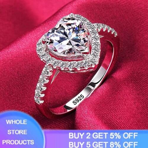 YANHUI Original Silver 925 Rings For Women Romantic Propose Marriage Heart Natural Zirconia Ring Bridal Wedding Bijoux With Box