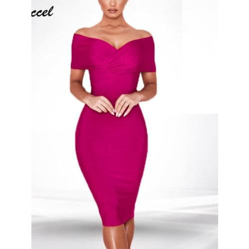 Bevenccel Off Shoulder Bodycon Bandage Dress Women Sexy Slash Neck Summer Celebrity Runway Party Dress Vestidos Summer Dress