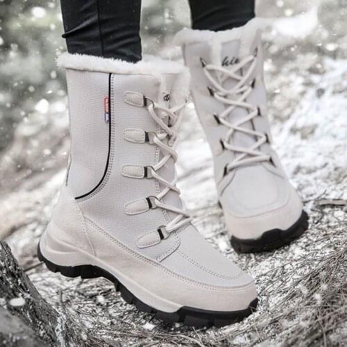 Winter boots women shoes 2021 new lace up platform snow boots women high-top warm plus velvet waterproof winter shoes woman