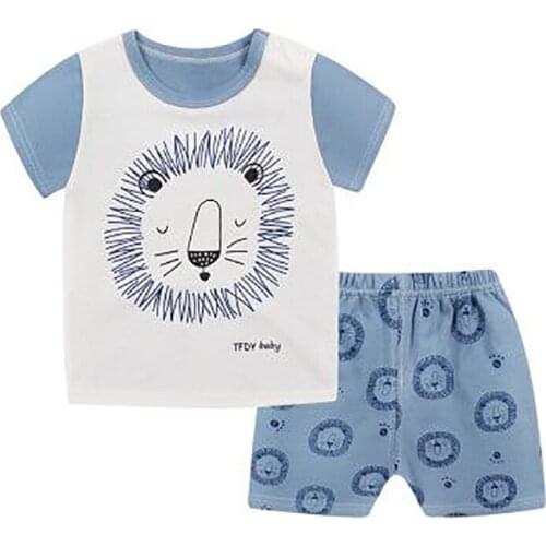 ZWY658 Summer Boys Clothes Sets Printing Cartoon T Shirt And Cotton Sports Short Pants Leisure Children Suit For Kids 2-10 Years