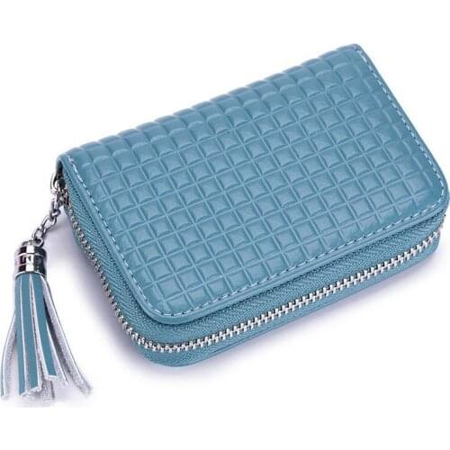 10PCS / LOT 16 position organ card bag lady Leather rfid scanning proof Korean version stream zero wallet cowherd large