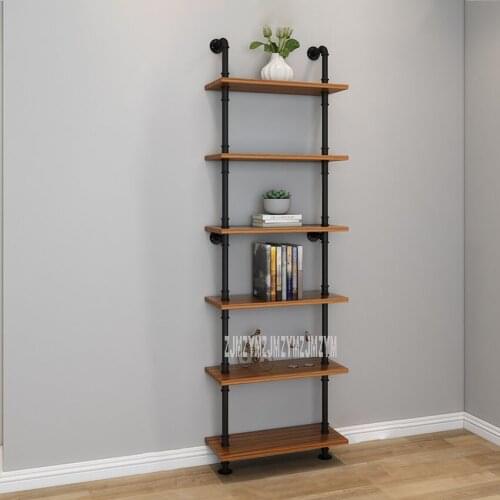 180cm Height 6 Layer Industrial Retro Bookshelf Wall Mounted Wall Hanging Shelf Open Bookshelf Six Layer Iron Shelf Home Decor