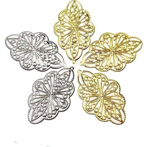20pcs 36x56mm Metal Flower Filigree Wraps Crafts Gift Decoration DIY Cosplay Bridal hair accessories Wholesale Charms
