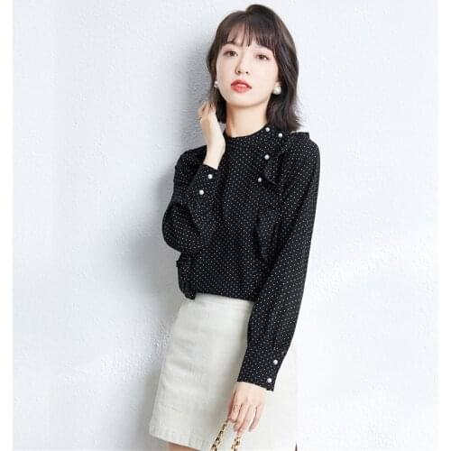 2021 Women Ruffles OL Bloues Plus Size Shirts Spring Blouses Ropa Mujer Dot Print Blusas Fashion Harajuku Sexy Top Tees 1118