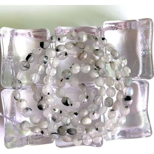 4mm Natural White Moonstone Stone Beads 15'' Faceted Coin Button DIY Loose Beads For Jewelry Making Beads Women Accessories Gift