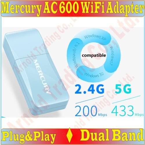 Plug&Play Drive-free AC650 Wireless Network Card 11AC 650Mbps MiNi Dual Band USB2.0 WiFi Adapter, Cheaper than Tenda U12 / Prom