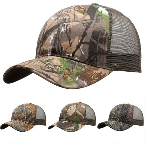 Half Mesh Outdoor Sunscreen Quick-Drying Cap Jungle Leaves Camouflage Cap Unisex Men And Women Camo Baseball Cap Hat Casquette