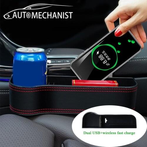 Fast Car Wireless Charger With Organizers Dual USB Mobile Phone Charging For Car Chargers Adapter For IPhone Samsung Xiaomi