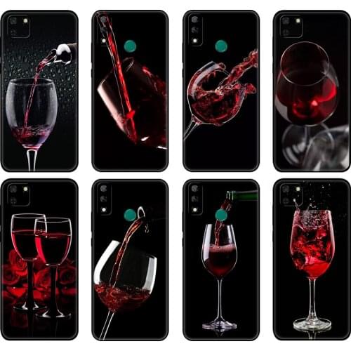 Black tpu Case For Huawei Y9S Y6S Y8S Y5P Y7P Y8P Case For Huawei Y5 lite Prime 2018 Y6 2019 Cover wine glass luxurious