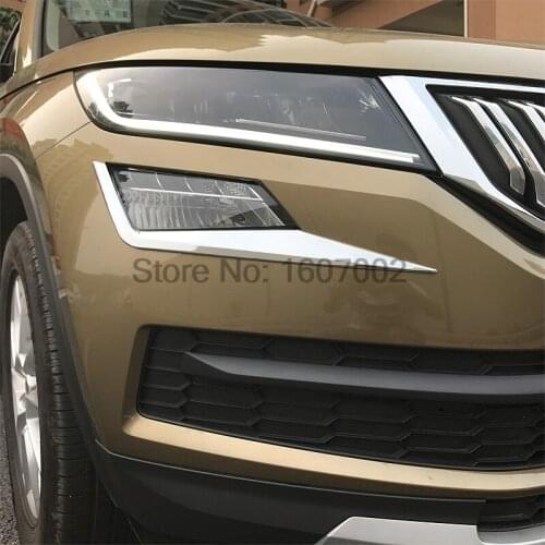 For Skoda Kodiaq 2016 2017 2018 ABS Chrome Head/Front Fog Light Lamp Cover Trim Frame Fog light Accessories 2PCS