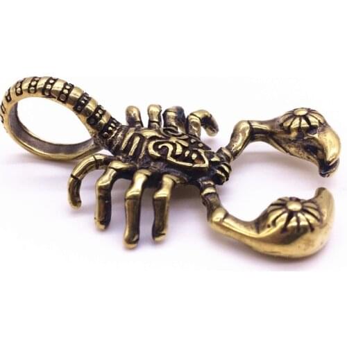 EDC Scorpion Knife Beads Copper Pendant Brass Pendant Pattern Scorpion Key Chain Pendant Brass Accessories Knife Lanyard Tools